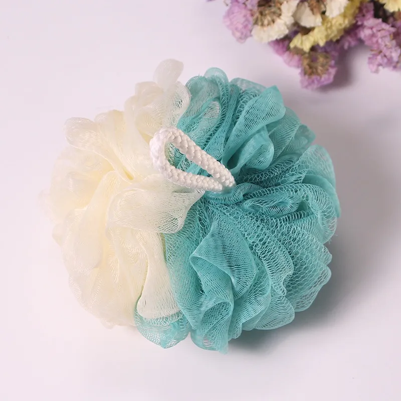 3 PCS Large Bi-Colour Shower Balls Colourful PE Soft Frosted Bubble Bath Flower (Colour Random)