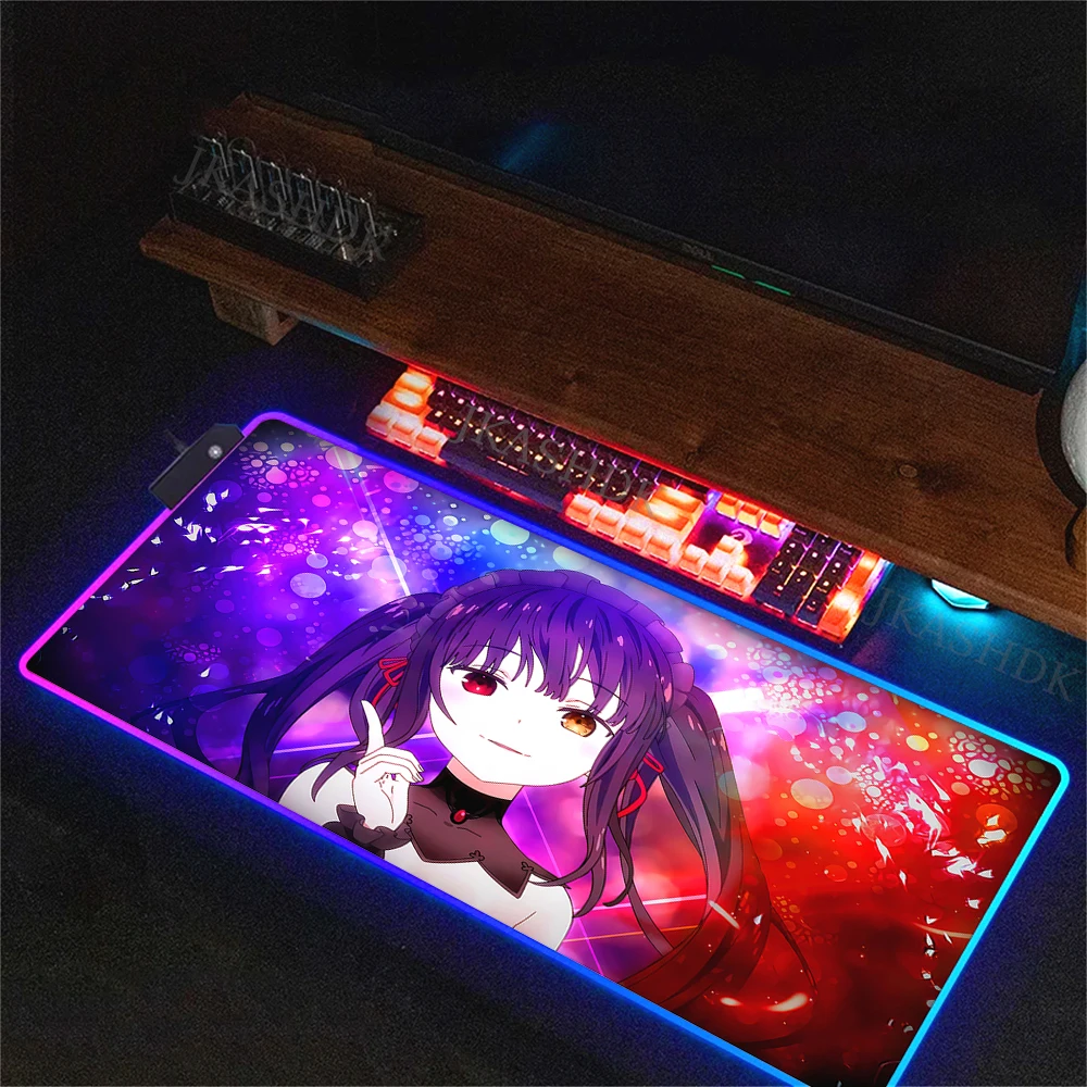 Gamer Tokisaki Kurumis Desk Accessories Mousepad Computer Mouse Pad Rgb Keyboard Cabinet Desk Mat Pc Mats Gaming XL Anime Carpet