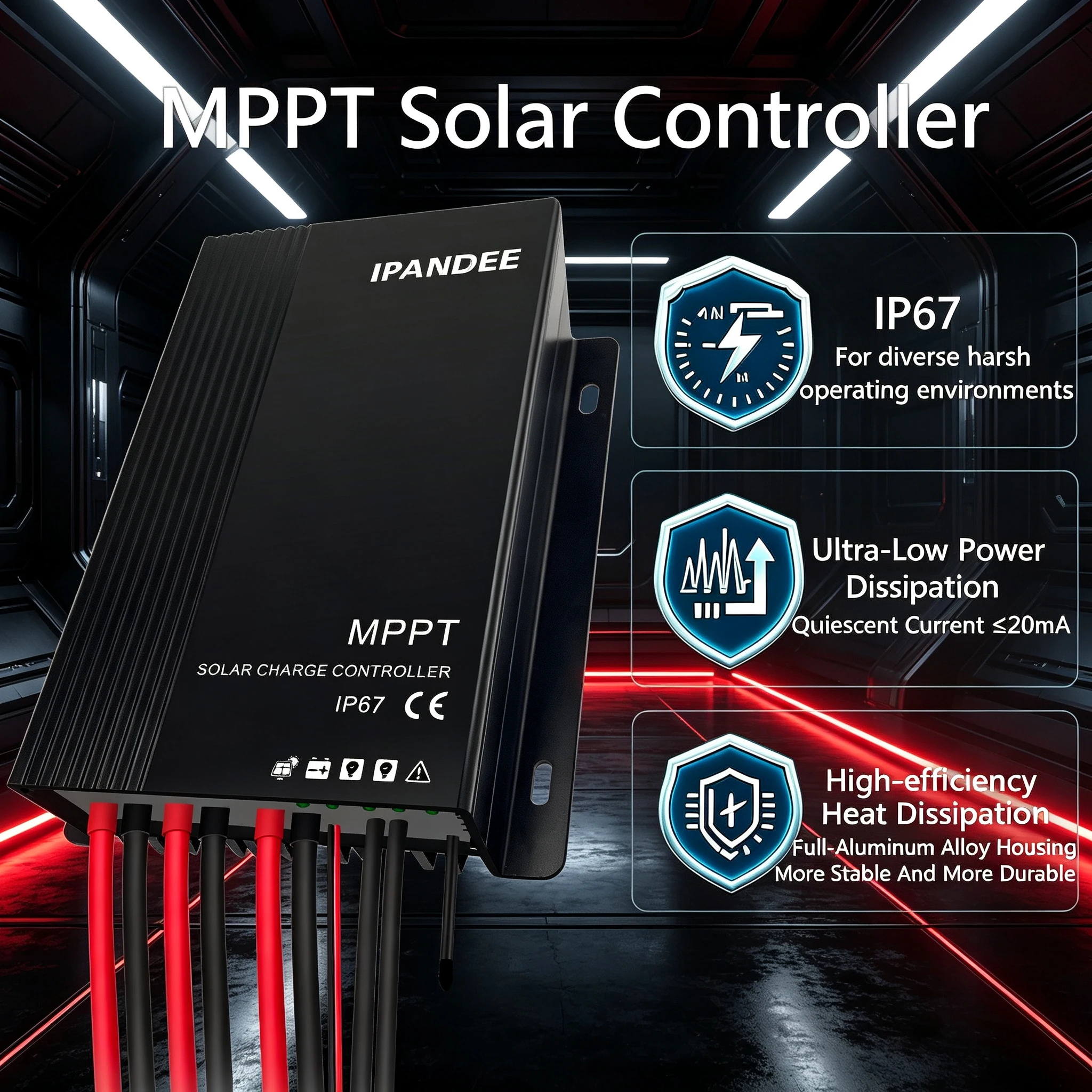 Ipandee Mppt 30A Solar Charge Controller 12V 24V Auto Max PV 60V IP67 Solar Panels Regulator Units For Lead Acid Lithium LiFePO4 Battery Fast Shipping US Stock