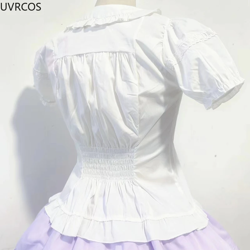 Tops finos com gola Peter Pan vitoriana feminina, camisas vintage japonesas, estilo gótico, estilo lolita, mangas compridas destacáveis, blusas para mulheres