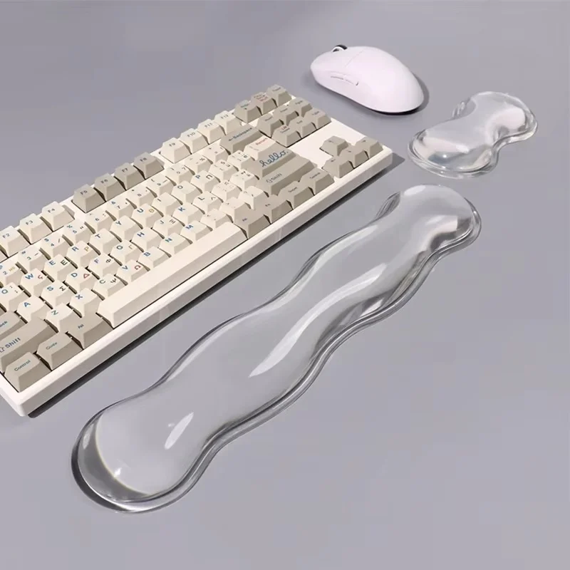 

Silicone Transparent Keyboard Mouse Wrist Rest Ergonomic Wrist Rest Mouse Pad Set For Office Home Desk Laptop Computer Wrist Mat