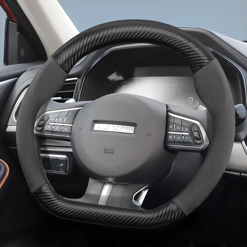 

For Haval Suede Carbon Fiber Steering Wheel Cover Fit H9 M6 Dargo H3 F7 Jolion Jolyon F7x Plus H6 Gt H5 H7 H8 H2 Accessories