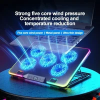 F36 Gaming Laptop Cooling Pad w/ 5 Fan Dual USB LED Screen Laptop Notebook Cooler Stand for 11-17.3'' 7 Angle Adjustable Bracket - Image 2