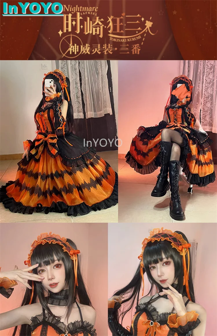 InYOYO Anime Tokisaki Kurumi DATE A LIVE Cosplay Costume Lovely Lolita Dress Role Play Halloween Suit For Women Outfit New 2023