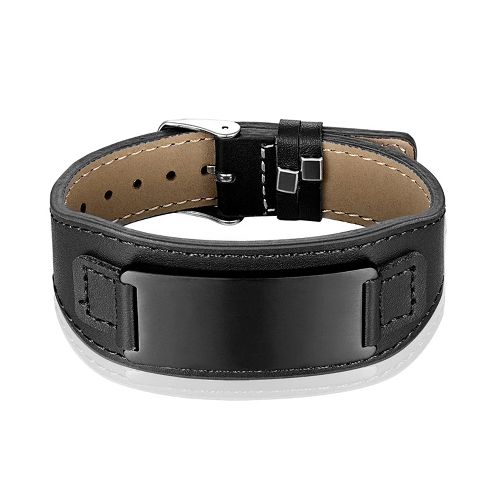 Punk Men Jewelry Black/Brown Leather Bracelet Stainless Steel Watch Buckle Fashion Bangles Freely adjustable size 16.50-21.50cm