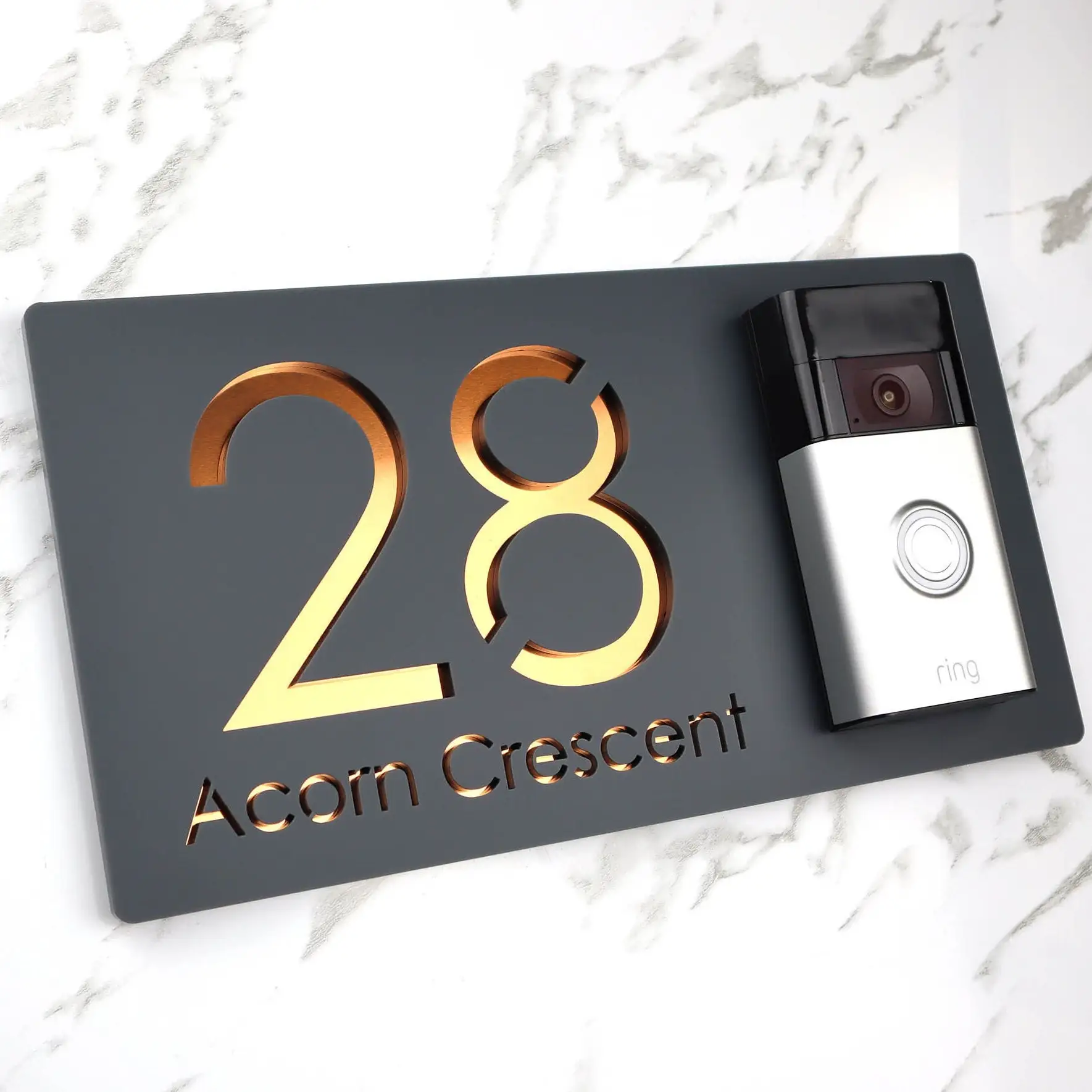 Big Size Custom Ring Nest Video Wifi Bell Mounting Plate Laser Cut Matt Black & Silver Mirror Floating House Sign