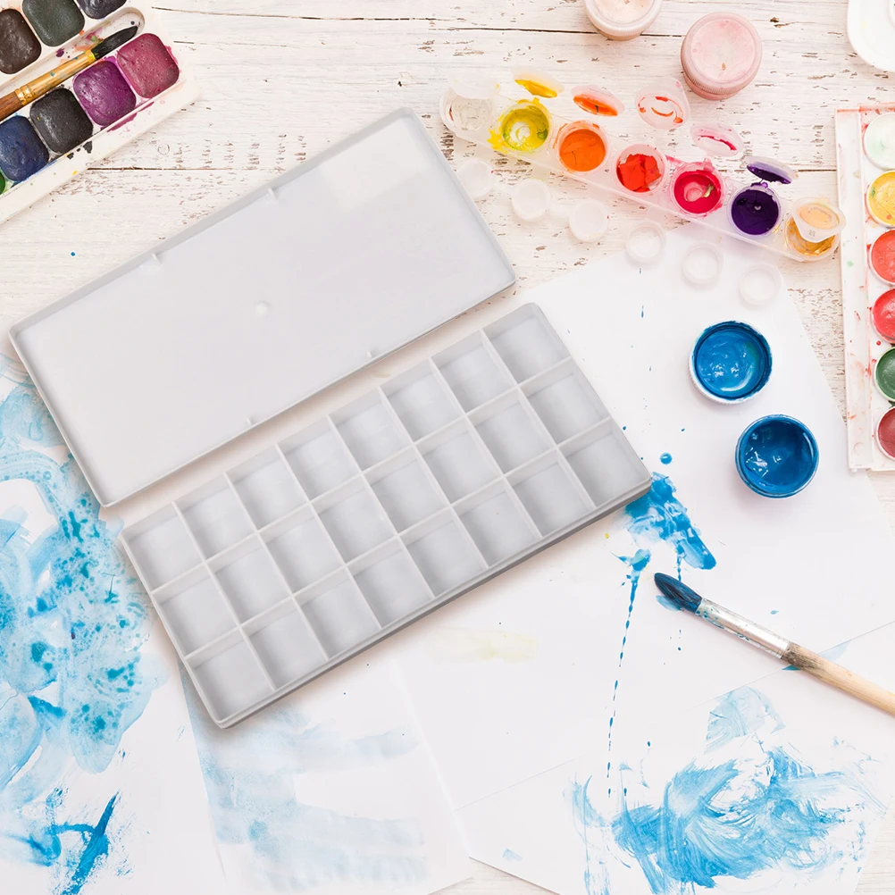 

3pcs 24 Grid Color Box Watercolor Paint Palette White Trays Storage Mixing Easy Clean Durable Smooth Surface Art Supplies