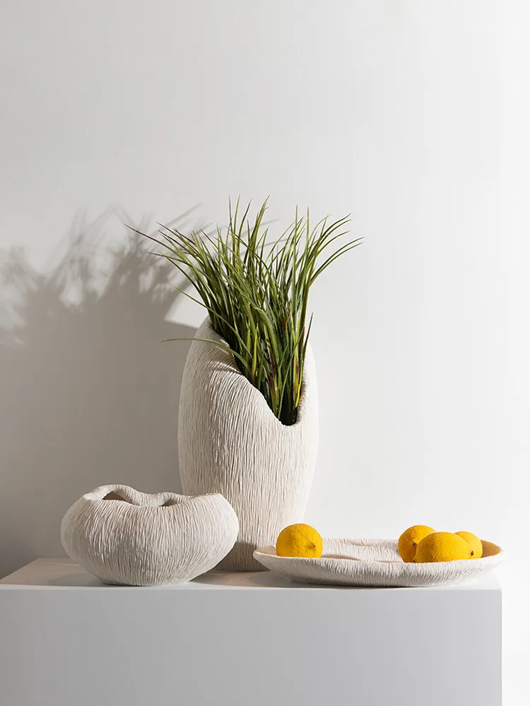 Coral Pattern Vase Tray Fruit Plate Modern Simple Home Dried Flower Ware Model Room Sales Office Decoration