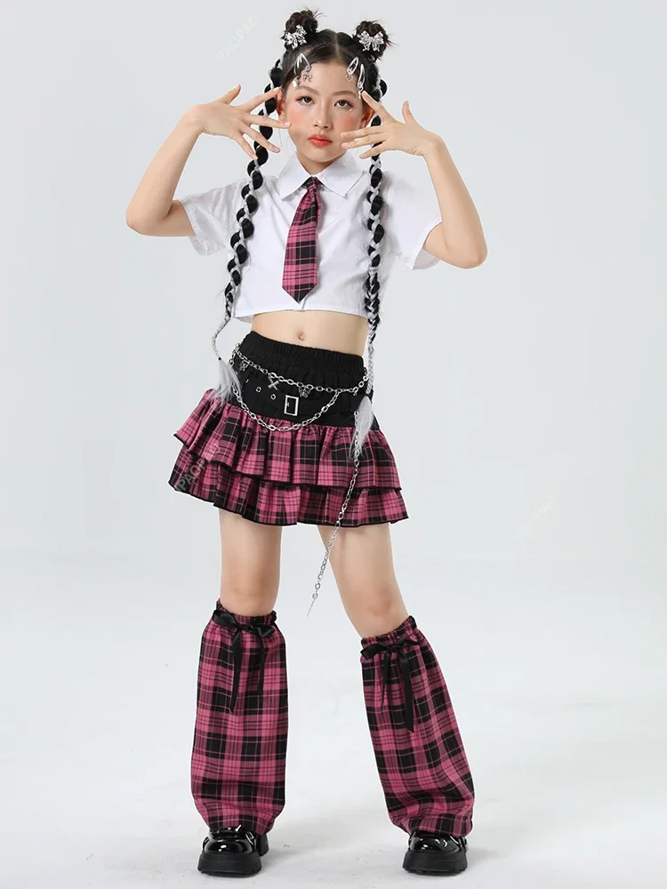 Vêtements Hip Hop pour filles, haut court à carreaux, jupes de danse de rue pour enfants, olympiques de pom-pom girl de jazz doux, ensembles de vêtements Streetwear pour enfants, Y2K