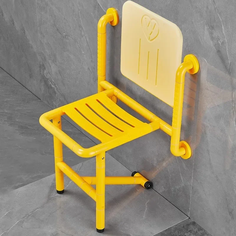 Bathroom Folding Stool with Double Armrest Elderly Exclusive Shower Chair Pregnant Disabled Anti Slip Shower Wall Hanging Stool