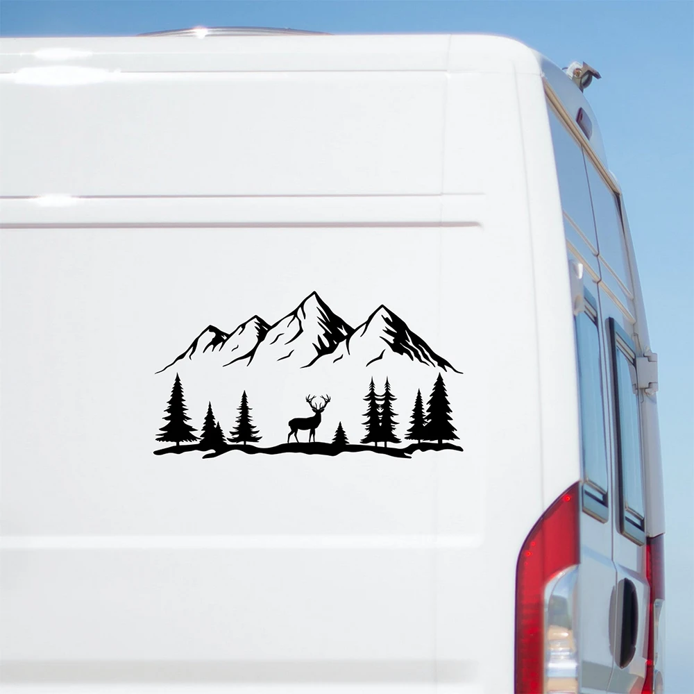 Stag Travel Stickers Caravan Motorhome Decoration Adventure Mountain Deer Camping RV Truck Decal Horsebox Car Van Decals