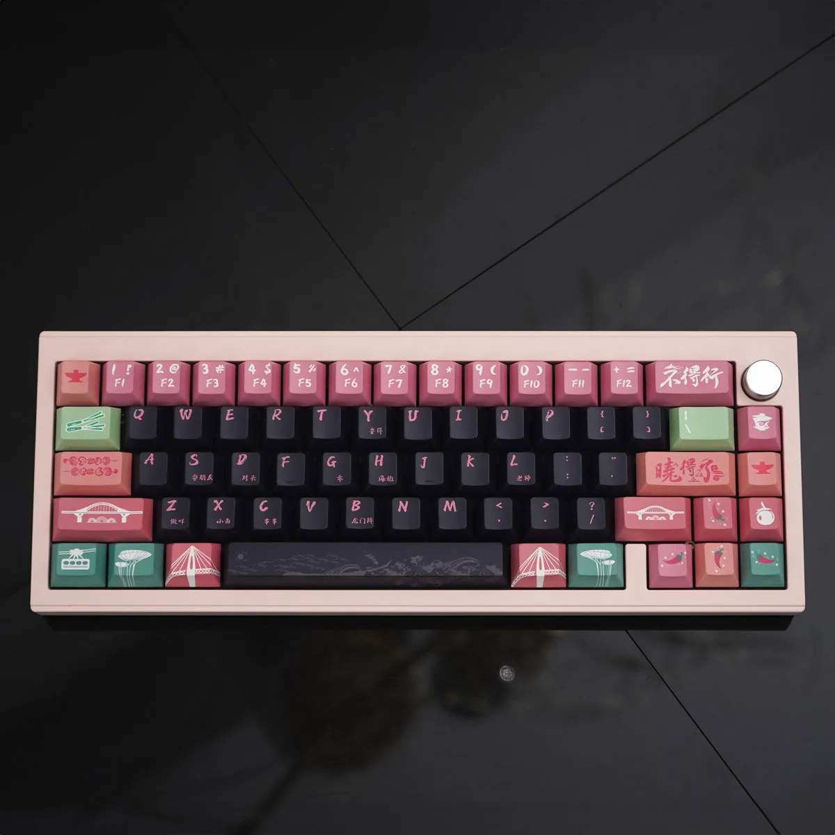 

ECHOME Cyberpunk City ChongQing Keycap Set PBT Dye Subbed City Theme Keyboard Cap Cherry Profile Key Cap for Mechanical Keyboard