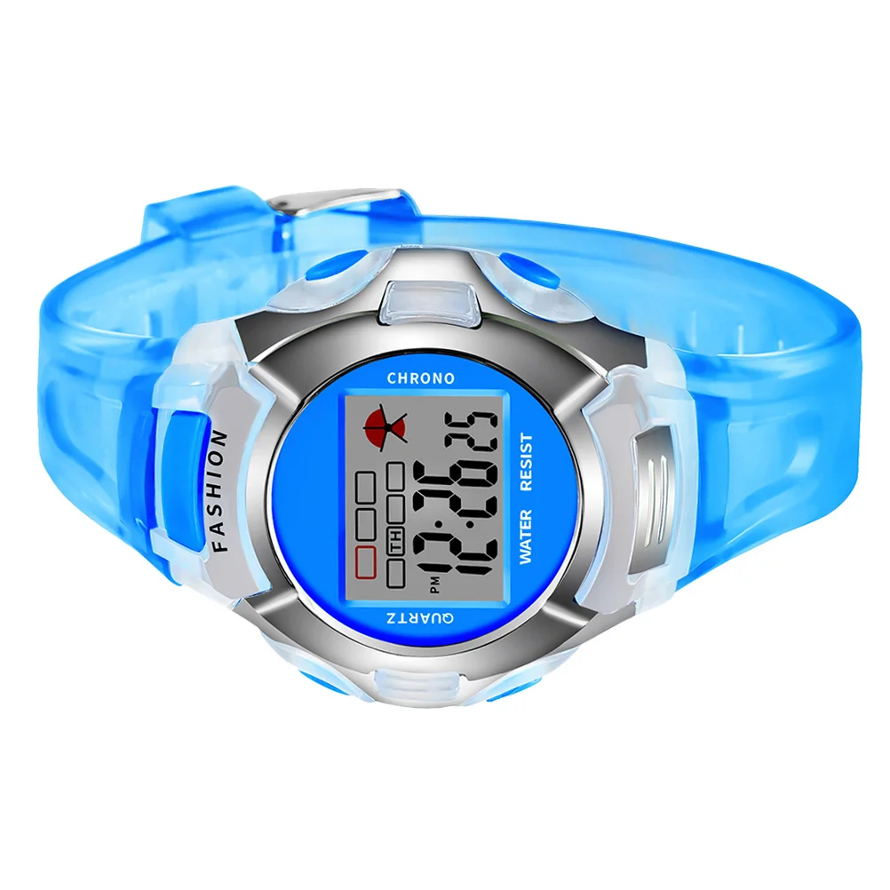 Waterproof Sports Watch Blue Led Backlight 12/24H Stopwatch Function Electronic Wristwatch For Outdoor Use