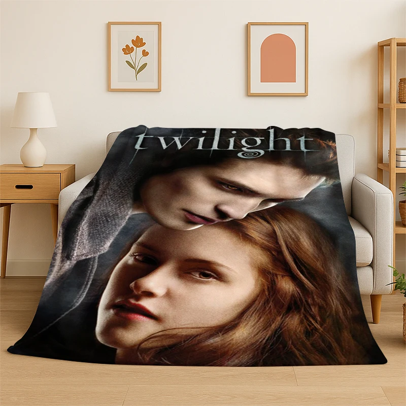 Classic Twilight Saga Edward Bella Flannel Blanket Soft Warm Throw Blanket for Bedroom Living Room Bed Travel Camping Picnic