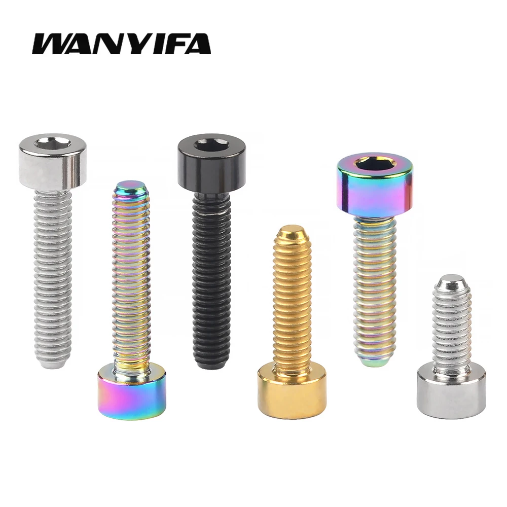 Wanyifa Titanium Bolt M4 X 10 12 15 20mm Allen Key DIN912 Titanium Stem Screw Bicycle Limit Tension Screw