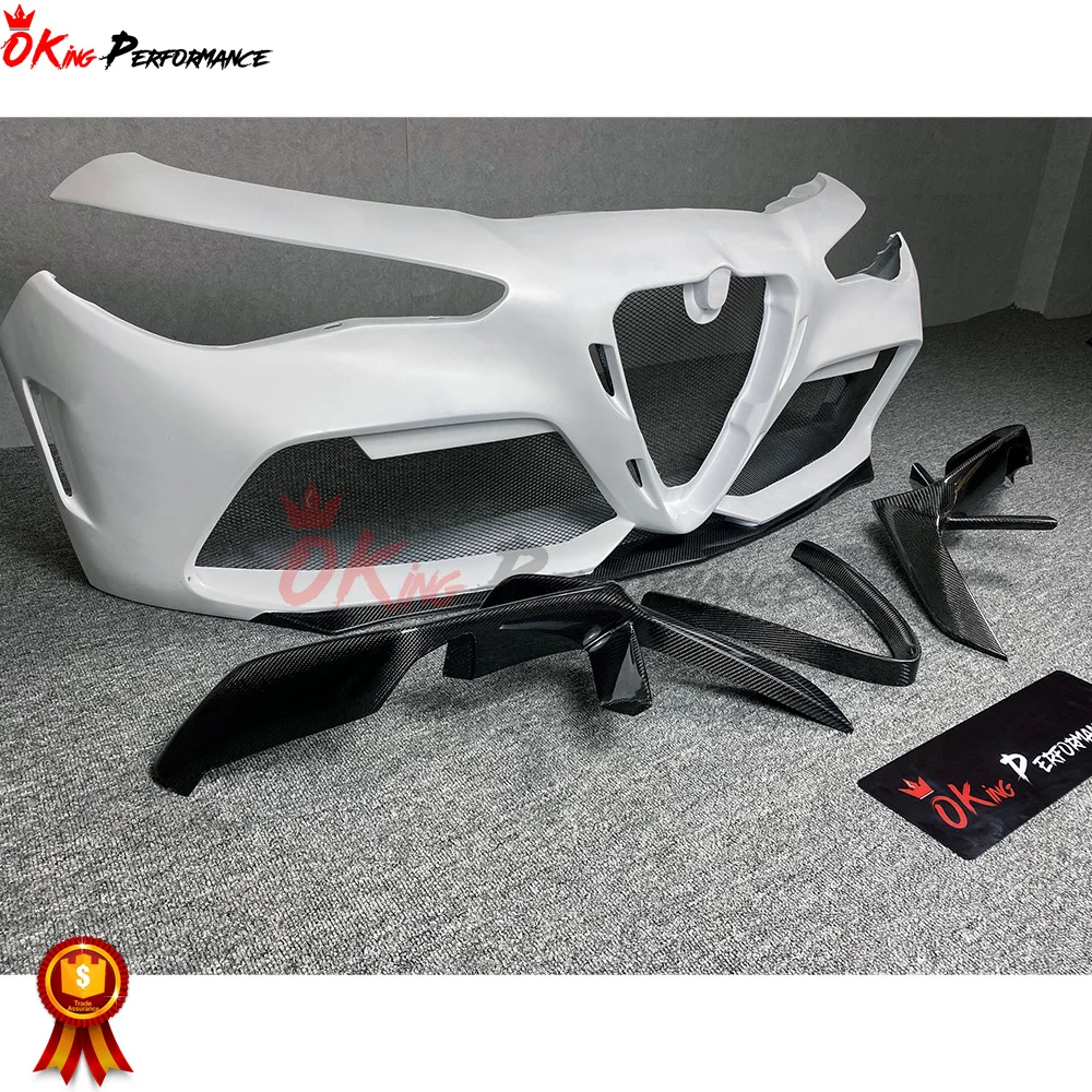 GTAM Style Half Carbon Fiber Front Bumper Bodykit For Alfa Romeo Giulia Body Kit