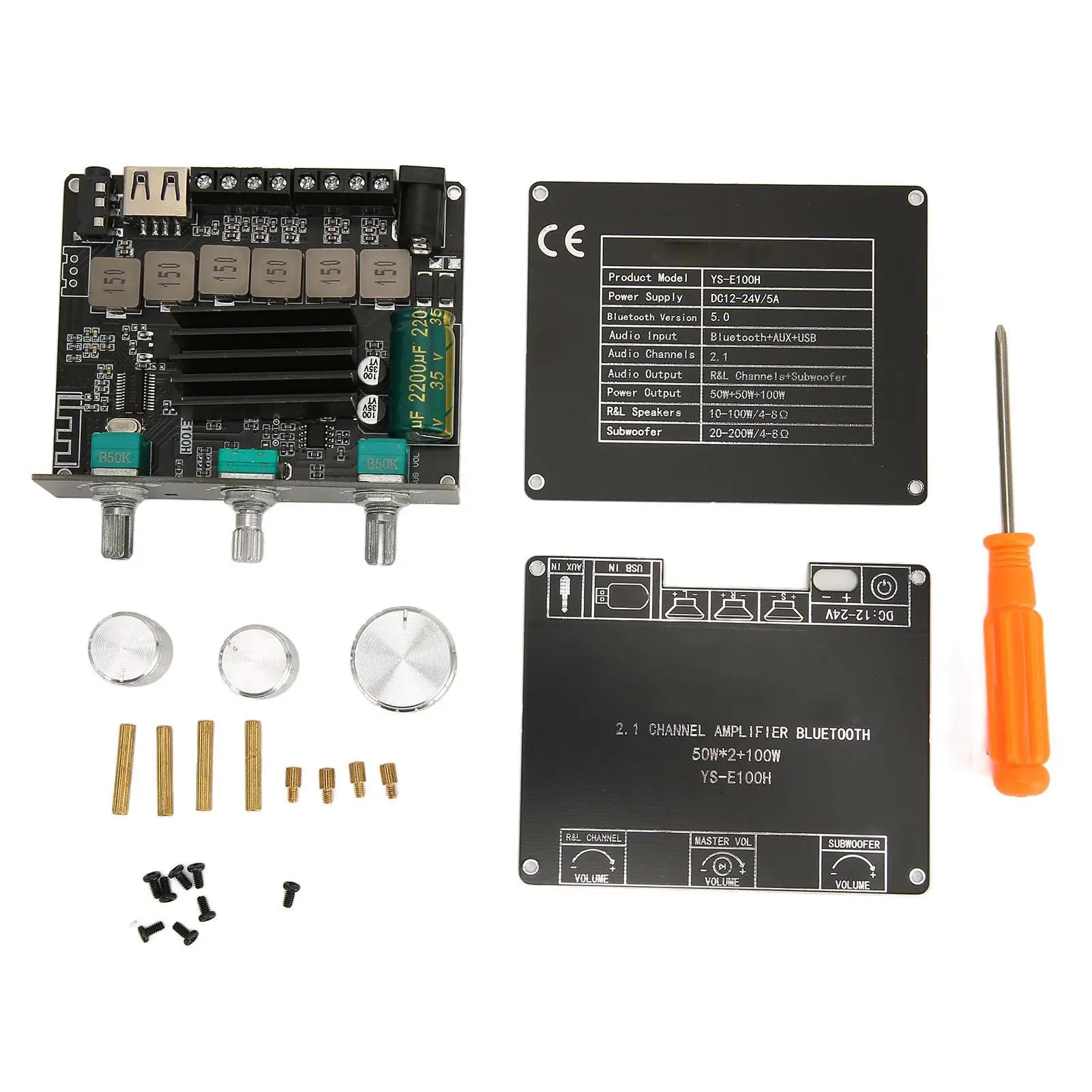 2.1 Channel Digital Bluetooth Amplifier Board - High Power Treble & Bass for mp3 , PC, TV, Tablet (DC 9-24V)