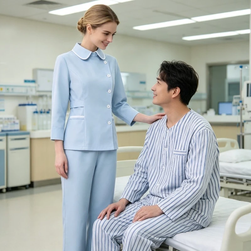 long-sleeved-split-nurse-uniform-women's-lapel-slanted-buckle-workwear-medical-beauty-salon-dental-clinic-medical-staff-set