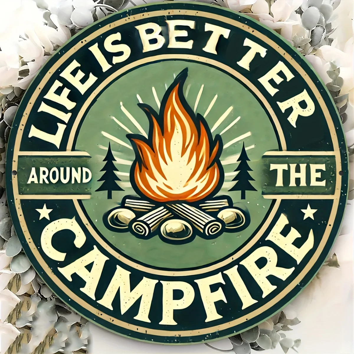 1pc Aluminum Campfire Sign 8x8 Inch - Waterproof, No Fade, Rust-resistant, Durable Metal Wall Art - Vintage Outdoor Life Enthusi