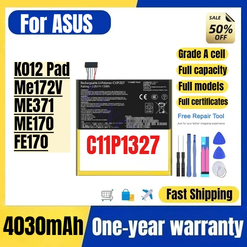 C11P1327  for ASUS K012 Pad Me172V/ME371/ME170/FE170 Tablet Battery High Quality High Capacity Replacement Bateria Grade A Cell