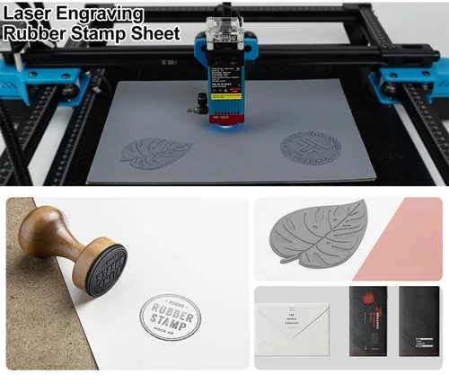 Imagen 2 del producto Hoja de sello de goma A4 A5 para cortadora láser y máquina de grabado, hoja de goma naranja y gris, Material de grabado láser, estera de goma DIY