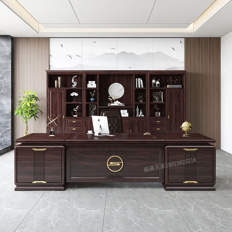 Luxury Wooden Office Desk Modern Computer Decoration Aesthetic Office Desk Display Design Meuble Bureau Commercial Furniture