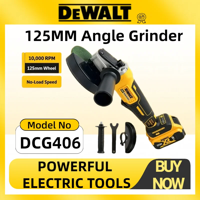 Dewalt DCG406 Cordless Brushless Angle Grinder 125MM 9000RPM Cutting Polishing Machine Compatible With 20V Batteries