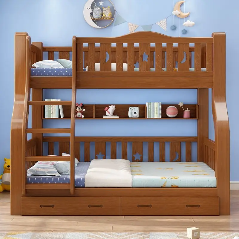 Solid wood high and low bed, children'up and down mother and child  multi-functional adult bunk , up and down