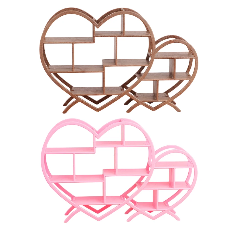 1 Buah Rak Mini Antik untuk Rumah Boneka, Ornamen Bentuk Hati, Rak Pajangan, Model Furnitur Boneka, Dekorasi Mikro untuk Adegan, Alat Peraga