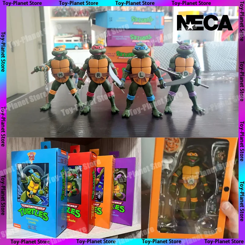 [In Stock] Neca Leonardo Leads Turtles Figures Pizza Club Tmnt Turtles SHF Anime Action Figure Statue Figurine Model Gifts Toys