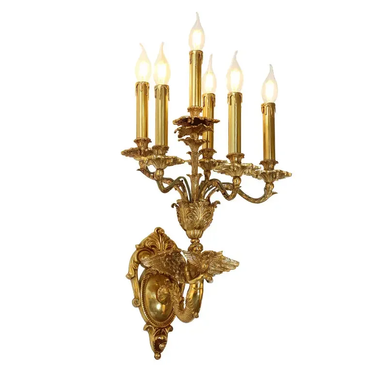 Baroque Decorative 5 Lights Brass Sconce Candle Holder Mermaid Wall Lamp Luxury Gold Wall Light Sconces