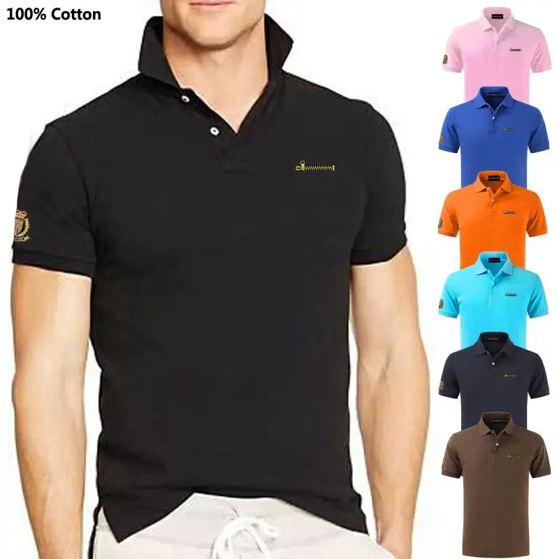 100% Cotton Men\'s Polo Shirts Summer High Quality Casual Short Sleeve Embroidery Design Polos Hommes Men Clothing Tops XS-5XL