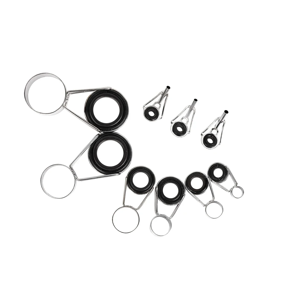 9 pz/set Anello In Ceramica Occhi Canna Da Pesca Punta Guide Anello Telaio In Acciaio Inox Telescopico Surf Casting Canna Da Pesca Punte Anelli