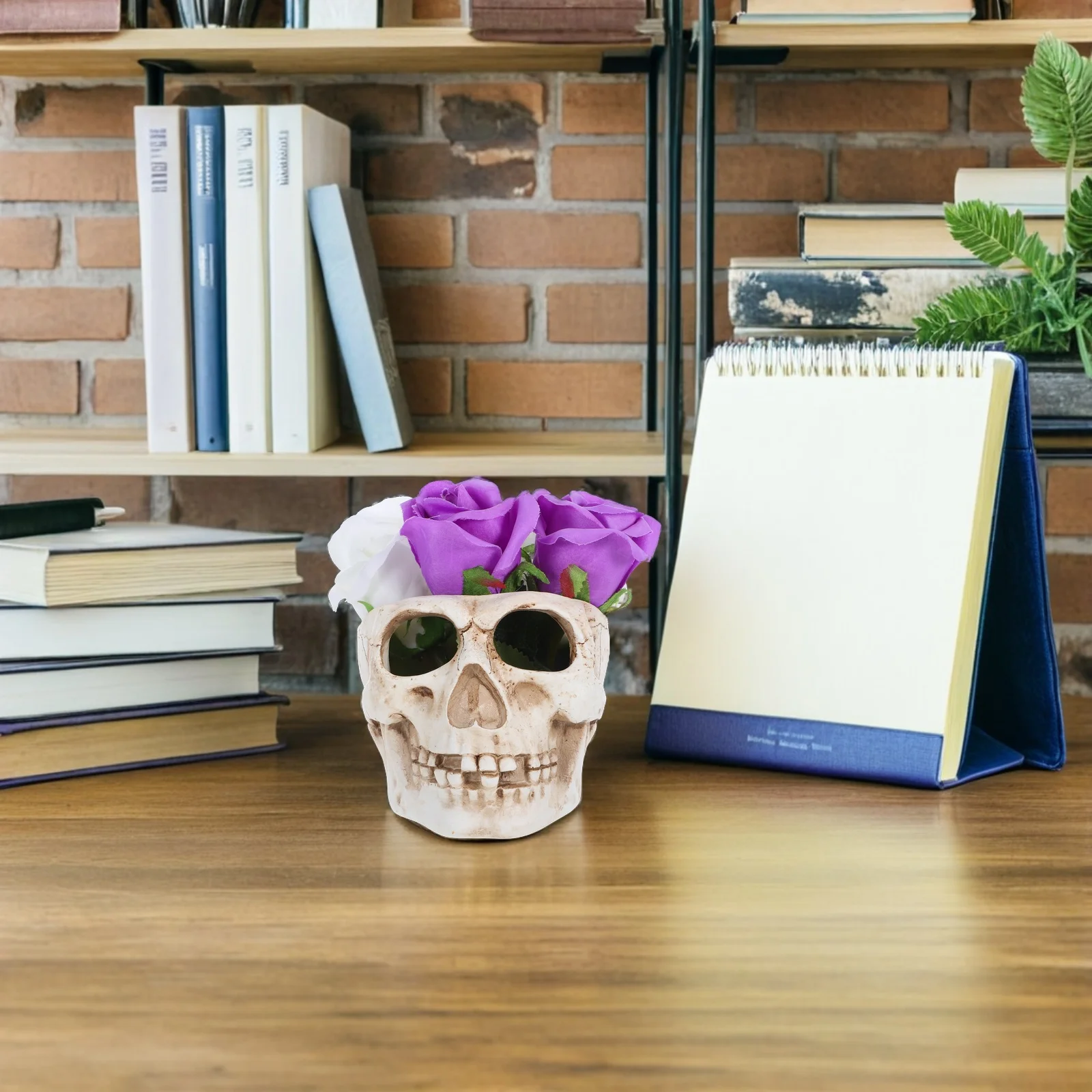 

1Pcs Skull-Shaped Resin Plant Pot Durable Flower Pot Compact Size Decorative Potted Plant Accessory for Home Office Bar