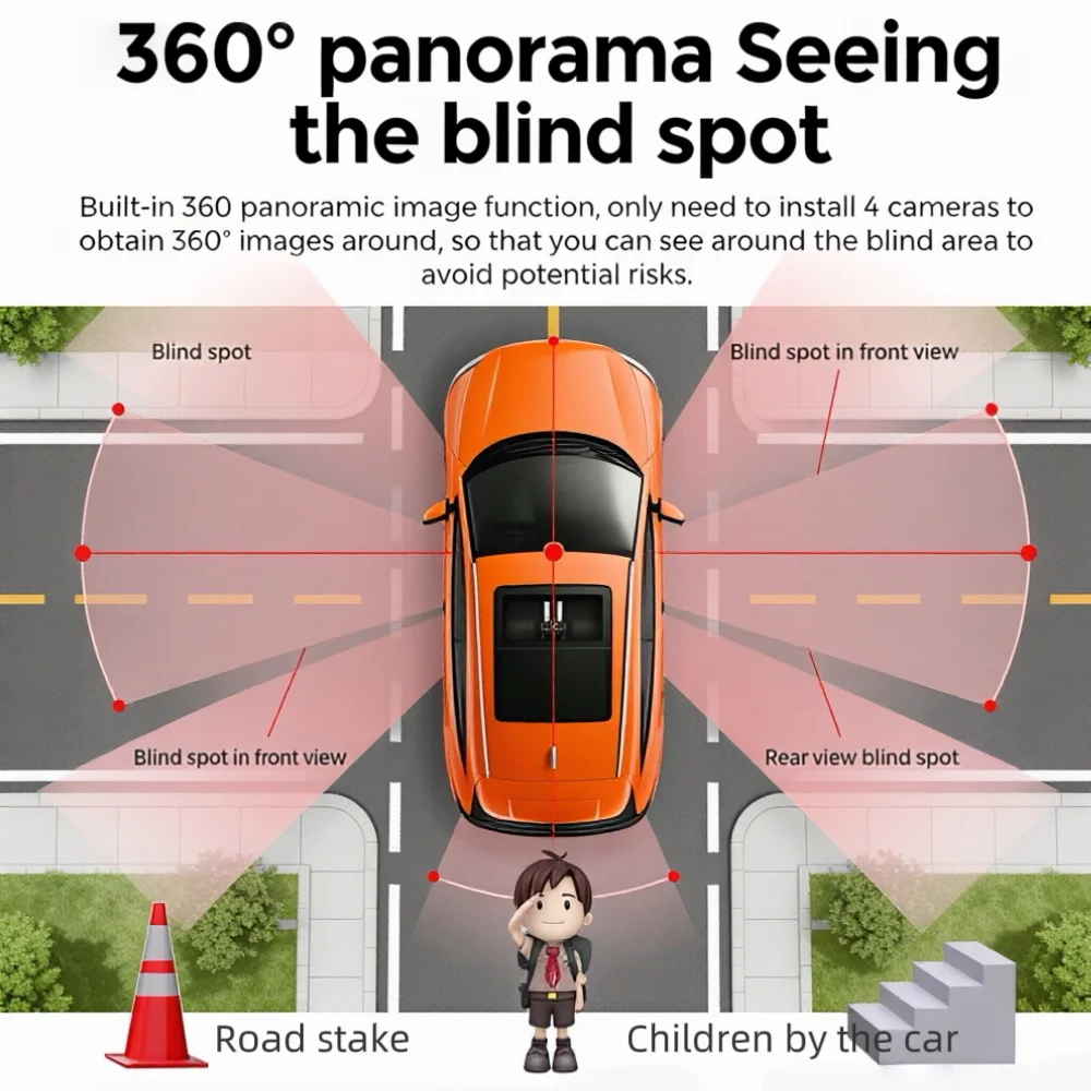 360° Panoramic Car Camera For S ony662 Sensor AHD 1080P IP68 Waterproof Night Vision 4 Cameras Kit for Universal Vehicle