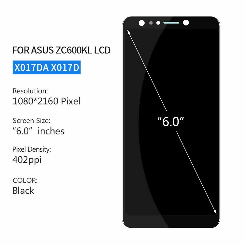 For Asus Zenfone 5 Lite 5Q X017DA LCD Zc600kl S630 SDM630 Touch LCD Display Digitizer Assembly for Asus Zc600kl LCD