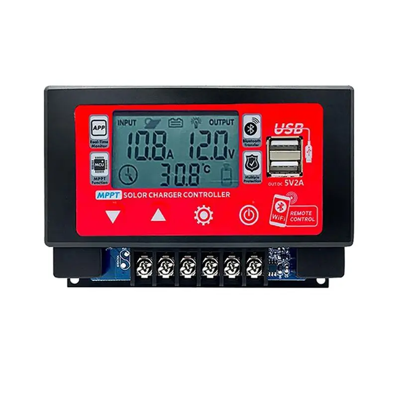 Leading-WIFI Bluetooth Solar Charge Controller 60A MPPT Controller With LCD Display Dual USB Support 12V/24V/36V/48V/60V