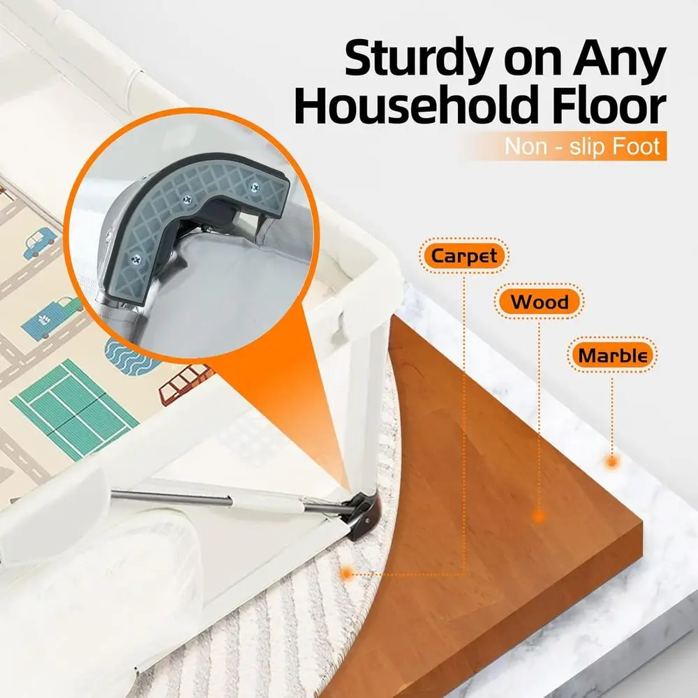 ساحة لعب محمولة 59 قابلة للطي للرضع والأطفال الصغار، روضة لعب داخلية/خارجية مع بوابة #4