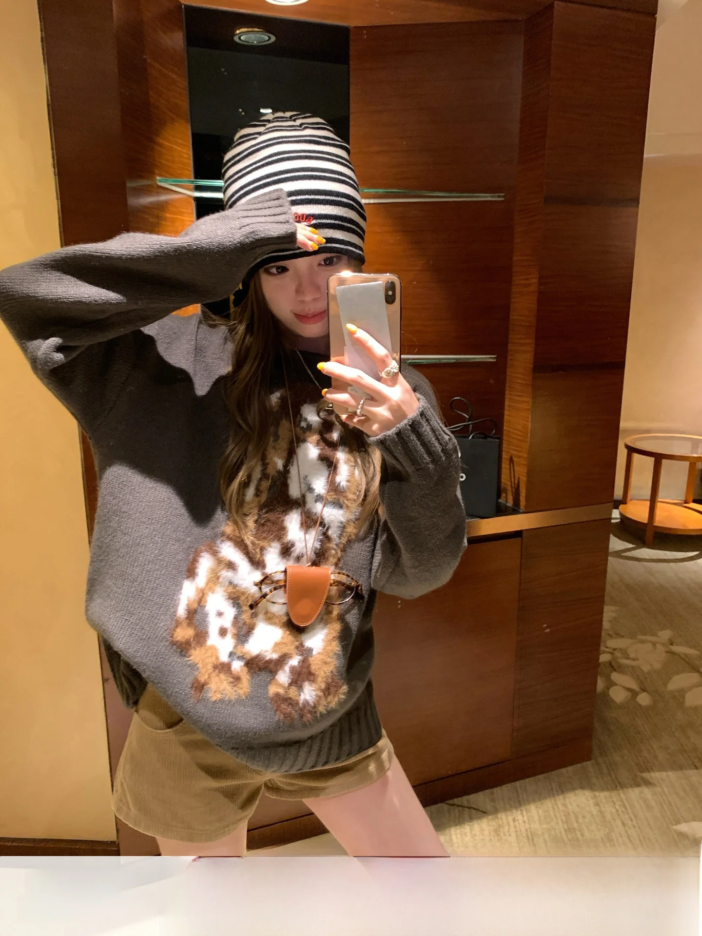 

Anneop Furry Squirrel Language Book Mink Fur Women's Knitted Sweater Autumn Winter New Lazy Knitwear round Ne Long Sve