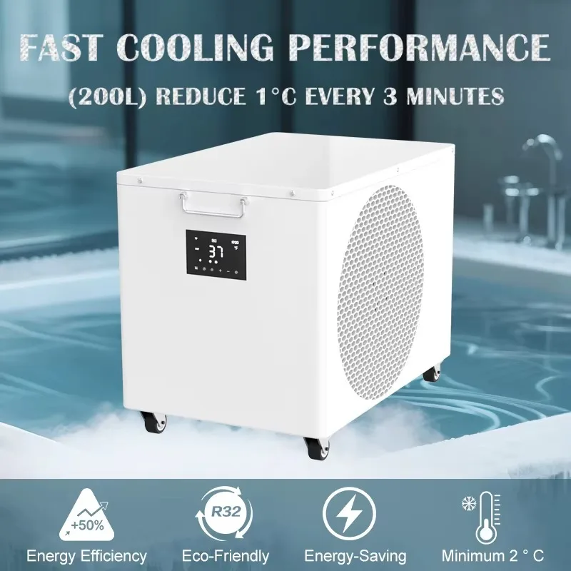STLF Hi-Q Group Portable 220V Ice Bath Chiller Quiet Pump with Digital Display and Remote Control for Athletes Recovery Spa Cent