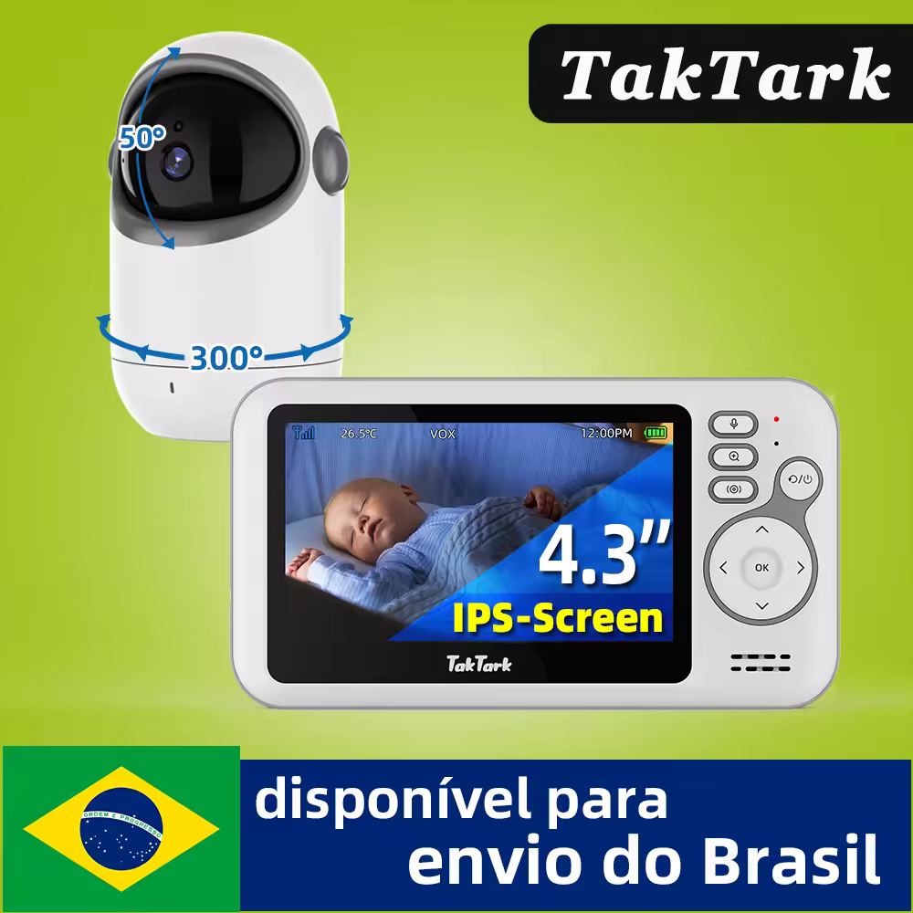 4.3 Polegada monitor de bebê de vídeo sem fio com câmera pan tilt remota intercomunicador em dois sentidos visão noturna automática crianças vigilância segurança