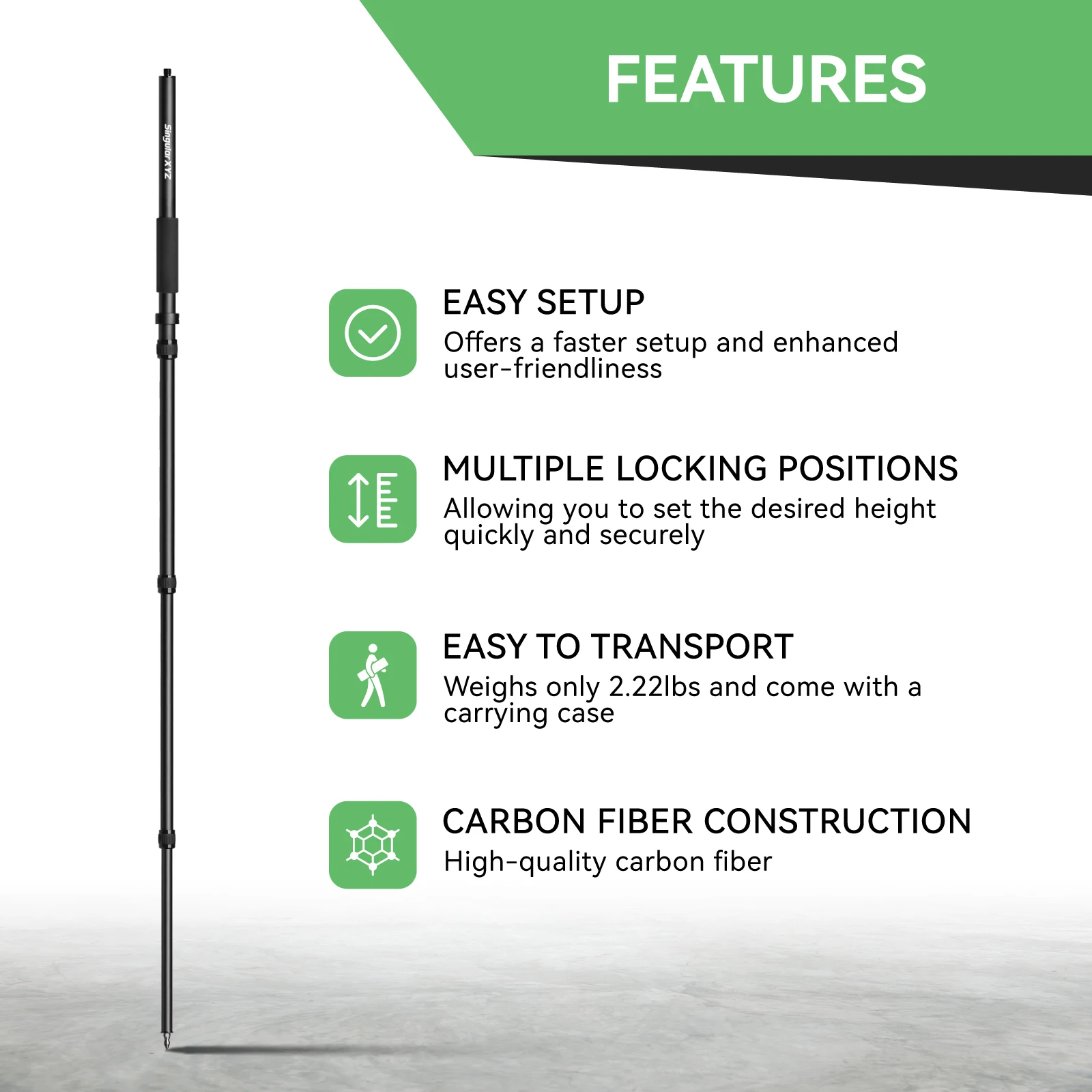 35% di sconto sul palo telescopico in fibra di carbonio SingularXYZ da 1,8 m per l'arpentazione della mappatura Design a scatto Leggero ma ultra resistente