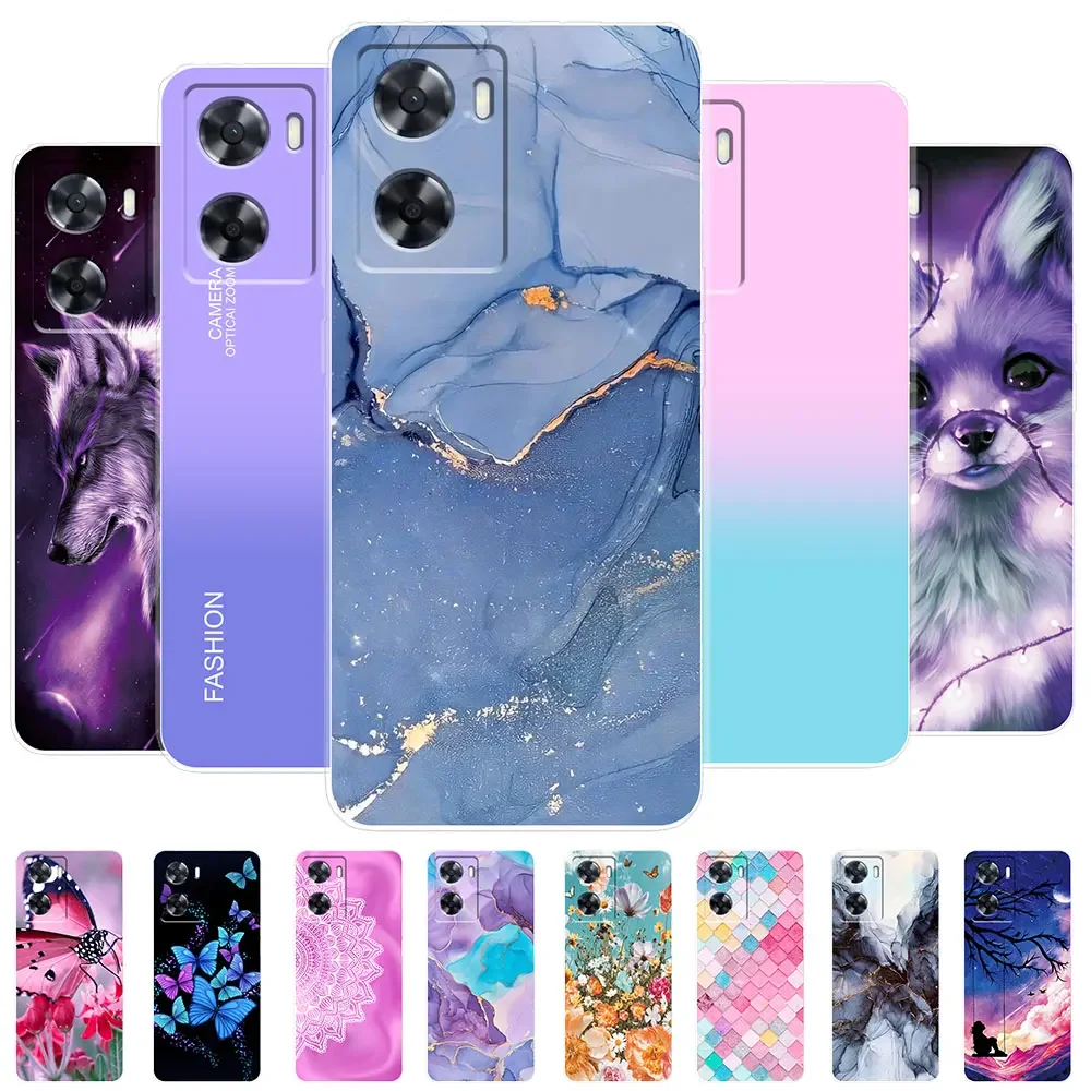 For Oppo A57S Case A57 A77 4G Silicone Case for Oppo A57 A57E A57S Clear Marble Back Cover for Oppo A57 4G Phone Bumper Funda