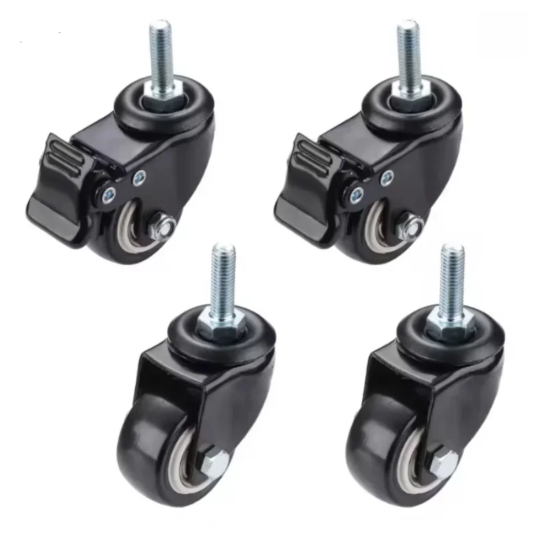 

4 Pack of 1.5 Inch Swivel Caster Wheels PU 360 Degree Threaded Stem Caster Wheel M12 X 25mm, 330lb Total Load Capacity.