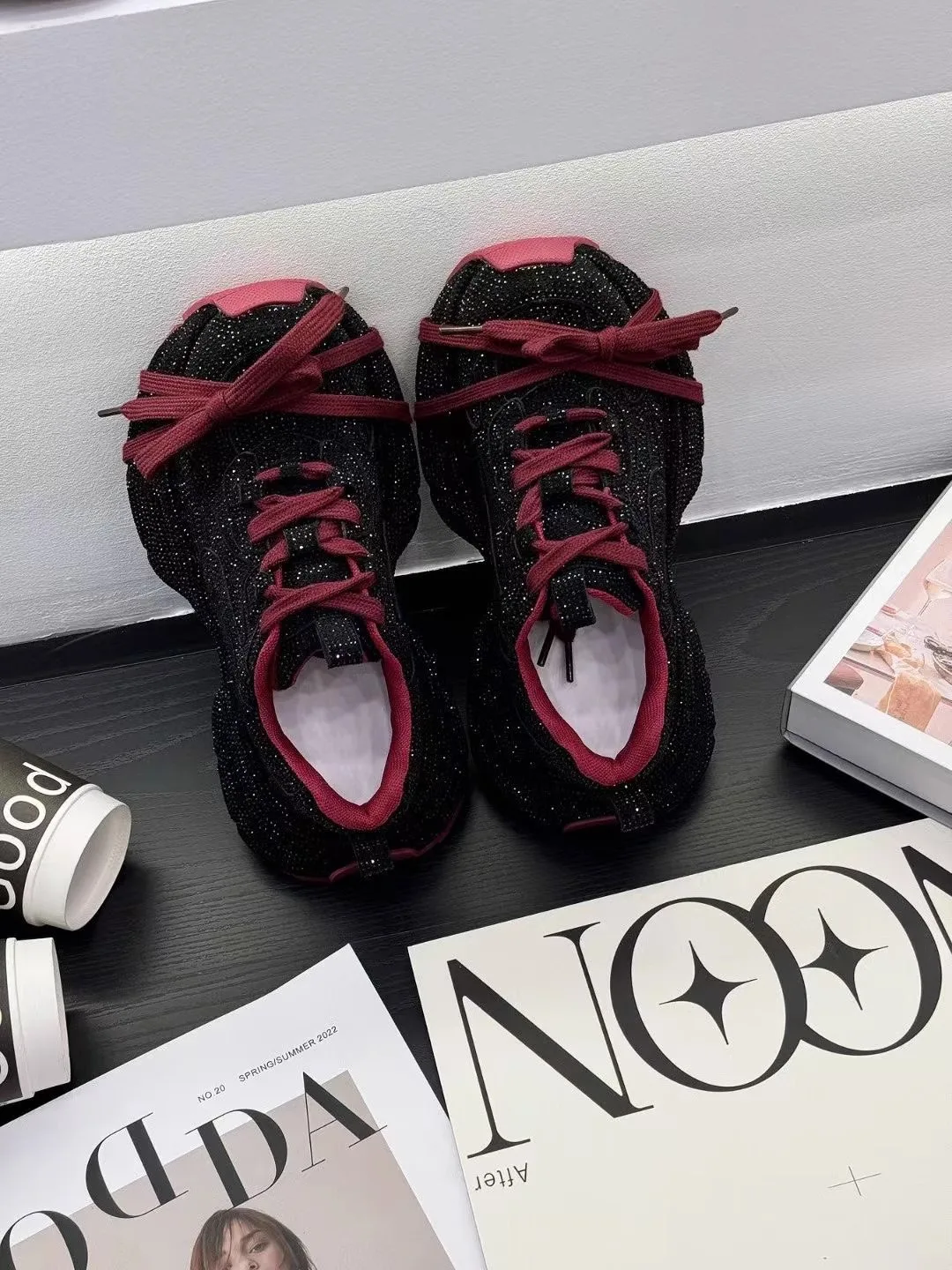 Women's 2025 Spring Autumn New Full Rhinestone Dad Sneakers Thick Sole Fashion Casual Sports Shoes - view 5