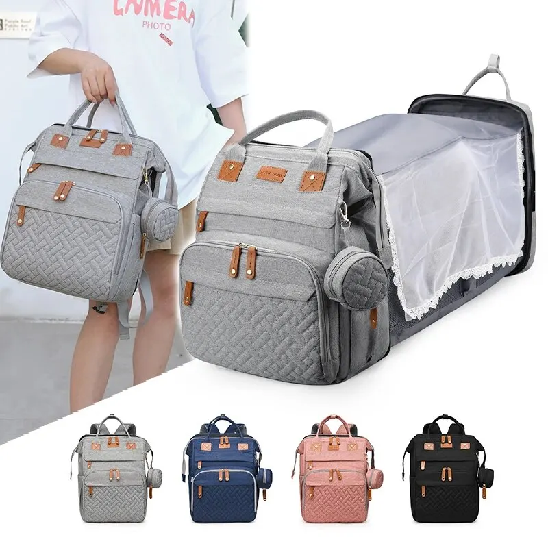 A Mummy Bag Usb New Foldable Mosquito Net Crib Mommy Bag Portable Baby Bed Bag Can Be Hung With Baby Stroller And Mother Bag