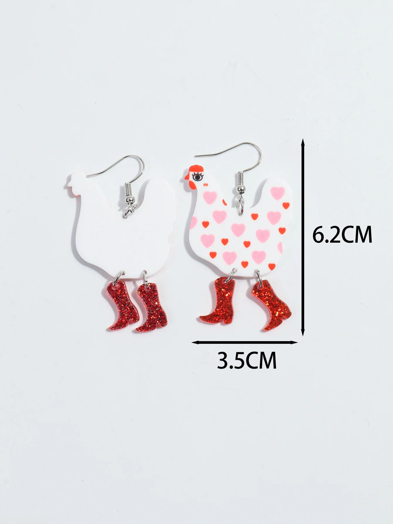 Cute Love Heart Hen Acrylic Drop Earrings for Women New Lovely Cartoon Boots Chicken Peach Earring Jewelry Valentine's Day Gifts