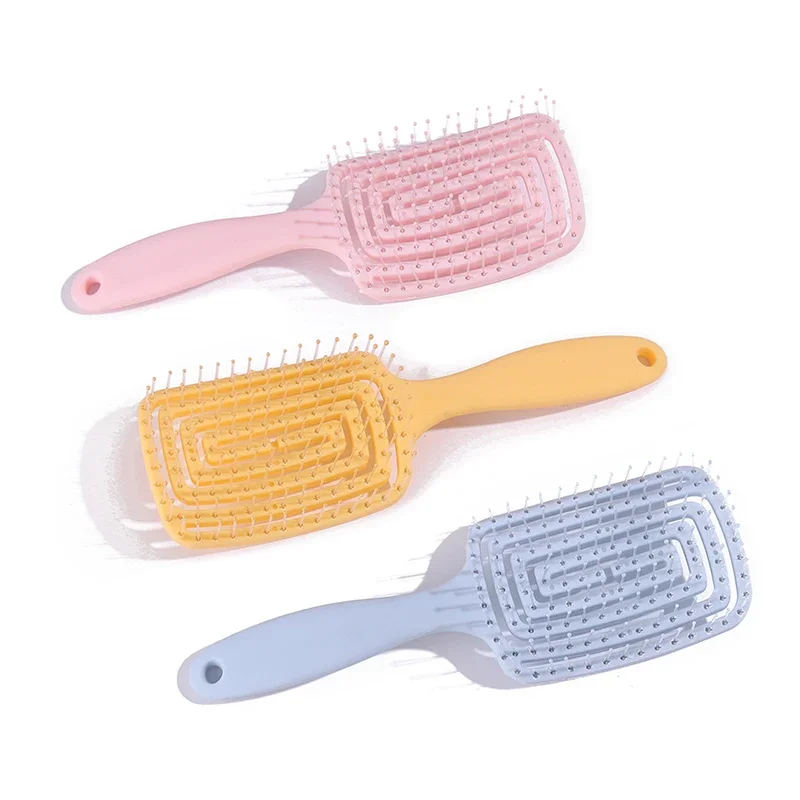 Relaxing Elastic Massage Comb Hollow Out Hair Brush Scalp Massage Combs Hair Styling Detangler Fast Blow Drying Detangling Tools