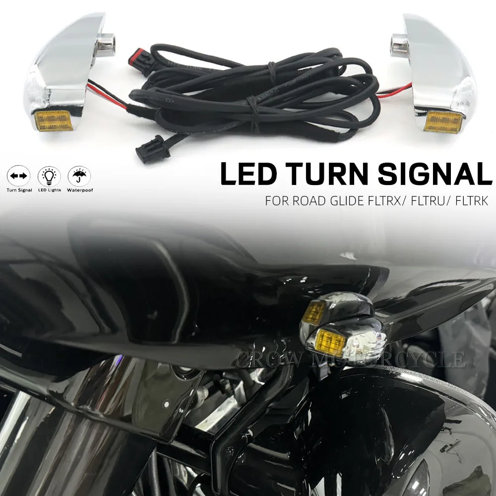 

NEW FOR Harley Road Glide FLTRX/ FLTRU/ FLTRK 2015-2023 Motorcycle Accessories LED Front Turn Signals Daytime Running Amber