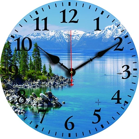 Natural Scenery Wall Clock Living Room Bedroom Round Silent Clock Dining Room Office Decoration Clock Home Carfts Art Decor